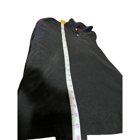 Tommy Hilfiger Polo Rugby Shirt Long Sleeve Logo Cotton Gray/Red/Navy  Large - Picture 6 of 8